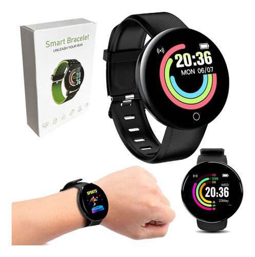 Smartwatch Bluetooth Reloj Inteligente D18 Pro New Deportivo Color De La Caja Negro Color De La Malla Negro