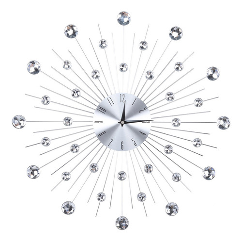 Reloj De Pared Brillante Plateado Metálico Para Sala De Esta