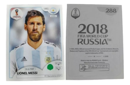 Estampa Lionel Messi Del Mundial Rusia 2018 Panini