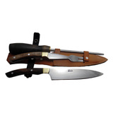 Set Parrillero Artesanal Cuchillo Tenedor Y Chaira 28 Cm