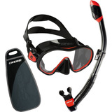 Combo Cressi F- Dual & Supernova Dry Snorkeling Y Buceo Color Negro/rojo