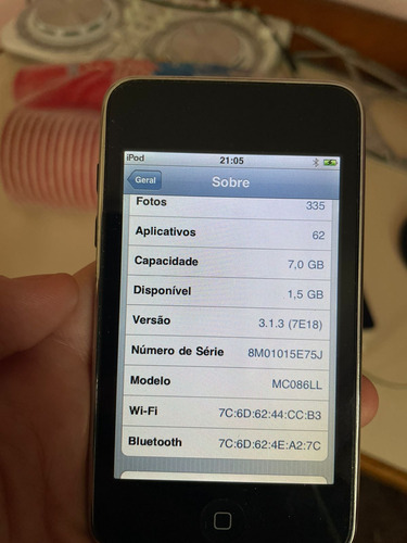 Apple iPod Touch 8gb Com Wi-fi E Bluetooth Funcionando