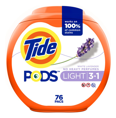 Tide Pods - Paquete De Detergente Ligero Para Ropa, 76 Unida