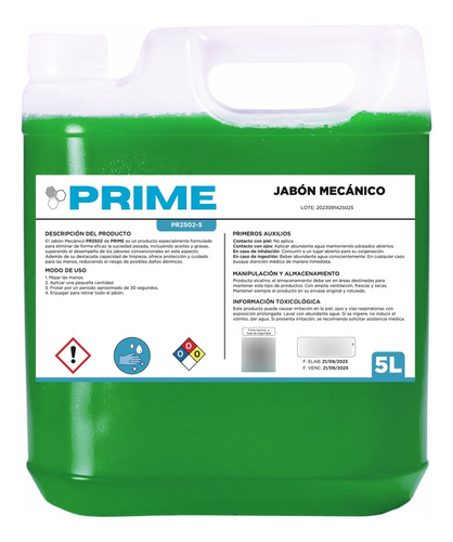 Jabon Mecanico 5 Litros Prime 