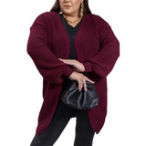  Kimono Cardigã Feminino Sobretudo Aberto Tricot Plus Size 