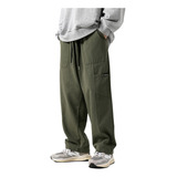 Pantalones Cargo Sarga Hombre Mujer Monopatín Cordón Ancho