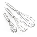 Set 3 Batidor Manual De Cocina Acero Inoxidable Reposteria