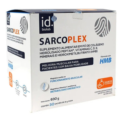 Sarcoplex Colágeno Hidrolisado Vitaminas C,d,e Hmb Sabor Tangerina | Frete grátis