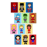 Quadros Kit 6 Heróis E 6 Heroínas 20x30cm Quarto Infantil Heróis E Heroínas