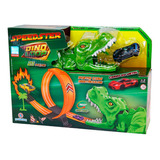 Pista Loop Brinquedo Carinho Miniatura Lançador Dino Verde