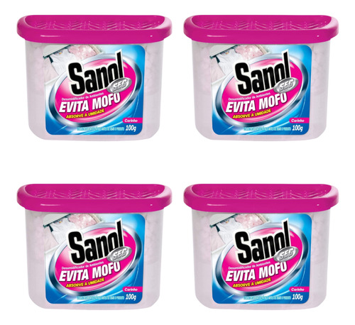 Kit Com 4 Desumidificador De Ambiente Evita Mofo Sanol 100g