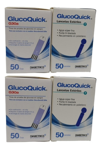 Tiras Glucoquick G30a X100 Unidades + 100 Lancetas