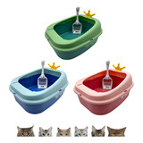 Arenero Para Gato Antisalpicaduras Recogedor Residuo Chico Color Azul