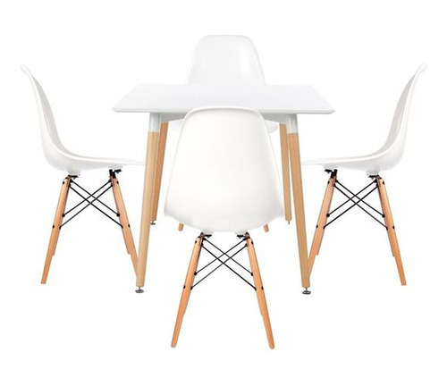 Comedor Mesa Melamina 80x80 +4 Sillas Eames 