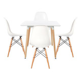 Comedor Mesa Melamina 80x80 +4 Sillas Eames 