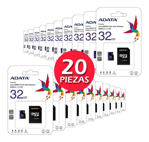 Kit 20 Memoria Micro Sd Adata Ausdh32guicl10-ra1 Mayoreo