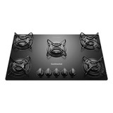 Cooktop 5 Bocas Continental A Gás De Vidro  Temperado Preto 