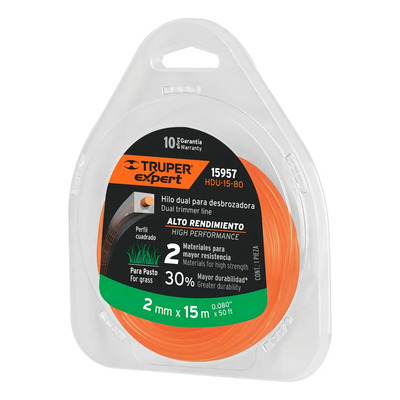 Hilo Desbrozadora Dual Blister 15 M 0.080' Truper 15957 Color Naranja | Meses sin interés