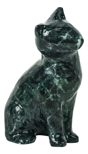 Estatua De Gato Sentado, Piedra Tallada A Mano, Decoración D
