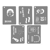 Set 5 Stencil Plantilla Del Mundial Messi Maradona Scaloneta