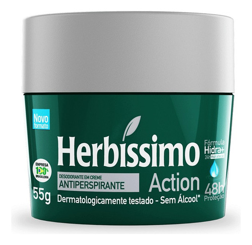 Desodorante Herbíssimo Creme Action Sem Álcool 55g