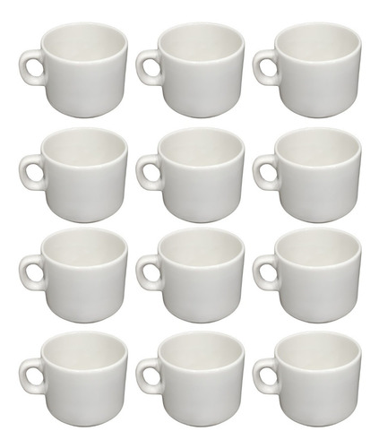 Taza Para Desayuno Porcelana Blanca 300 Ml X 12 Unidades