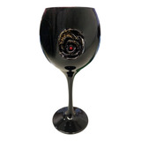 Taça Pomba Gira Negra Com Rosa Negra 20 Cm Vidro 400 Ml