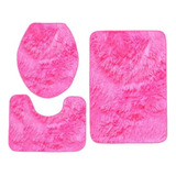 Set Alfombras De Baño 3 Piezas Peludo Color Liso Juego De 3