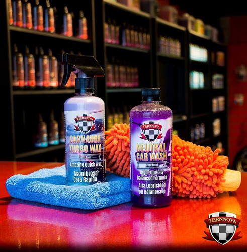 Combo Lavado Shampoo 1l + Cera Carnauba 1l + Manopla + Micro