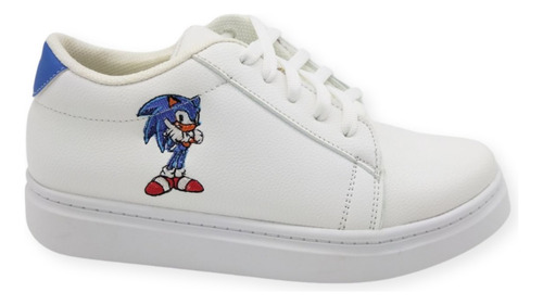 Tenis Blancos De Sonic Bordados Unisex