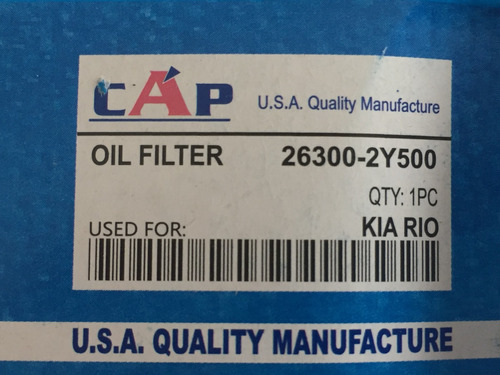 Filtro Aceite Cap Kia Rio Foto 4