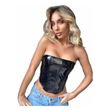 Corset Charol Mujer Dama Bustier Vinilo Ajustable Sensual