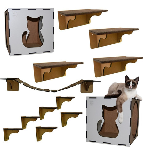 Brinquedo P/ Gato Playground Gatil 13 Peças Varias Cores 