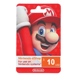 Cartão Nintendo Eshop Switch Card Usa $10 Dólares Americano