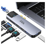 Adaptador Usb C 6 En 1 Para Macbook Pro/air: Hdmi, Usb, Ethe