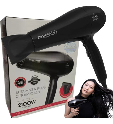 Secador De Cabelo Gama Eleganza Plus Ceramic Íon 2100w + Nf