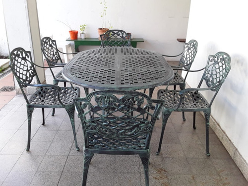 Juego De Jardin Chateaux Aluminio - Mesa Ovalada + 6 Sillas