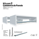 Kit 2 Cabideiro Prateleira Araras Roupas 60x25 Branco Mdf