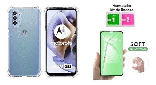 Kit Capa Antishock P/ Motorola Moto G82 + Pelicula Frontal