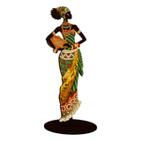 Decoração De Mesa Mulher Africana Negra Enfeite De Sala