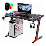 Escritorio Gamer Minimalista Rgb Estructura Metal Porta Vaso