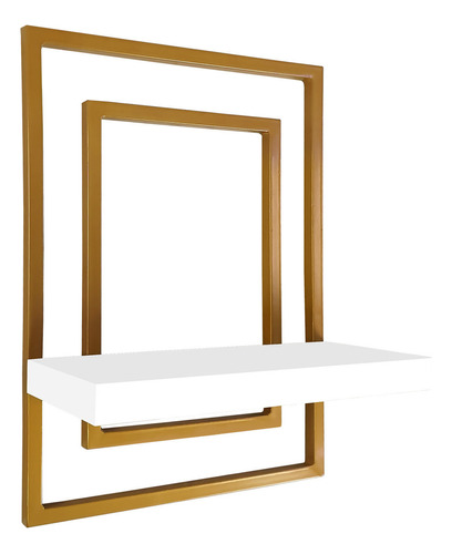 Prateleira Quadro Nicho Decorativo Torun - Dourado/branco Cor Dourado