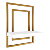 Prateleira Quadro Nicho Decorativo Torun - Dourado/branco Cor Dourado