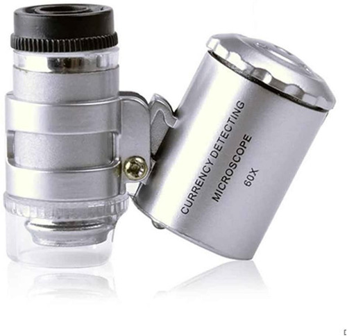 Lupa Mini Microscopio Relojero Con Luz Led 60x Varios Usos
