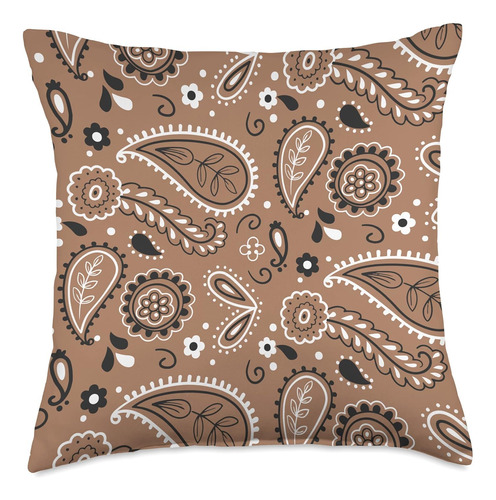 Luxury Modern Chic Trending Brown Paisley Pattern Almohada D