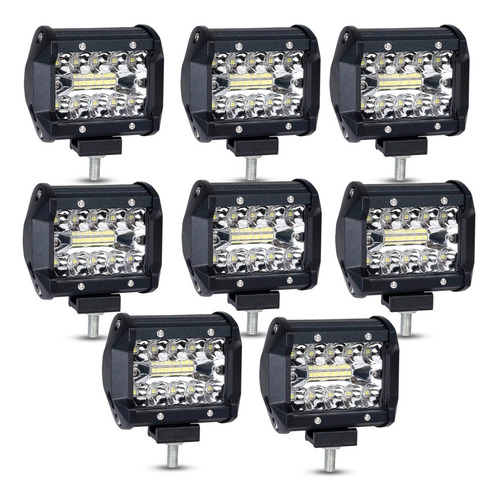 Kit 8 Faros Barra 20 Leds Auxiliar Led Tractor