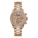 Reloj Guess Mujer Cronografo Gw0557l2 Color Oro Rosa 