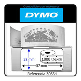 1000 Etiquetas Adhesivas Dymo  Ref 30334 Usa 32 X 57 Mm