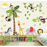 Papel Parede Infantil Adesivo Paisagem Painel Selva Zoo 100