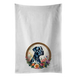 Great Dane And Flowers Kitchen Towel Set Of 2 White Dish Tow